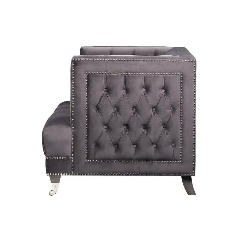 Hegio - Loveseat With 2 Pillows - Gray Velvet by Unique Piece Furniture