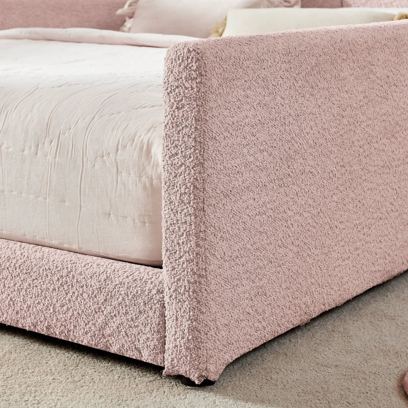 Cute Rabbit Ear Upholstered Platform Bed Frame With Safety Rail by Unique Piece Furniture