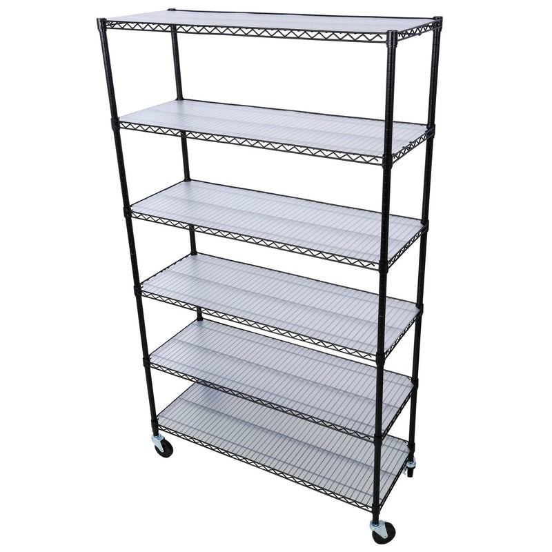 6 Tier 6000Lbs Capacity Nsf Metal Shelf Wire Shelving Unit, Heavy Duty Adjustable Storage Rack With Wheels & Shelf Liners For Commercial Grade Utility Steel Storage Rack by Unique Piece Furniture