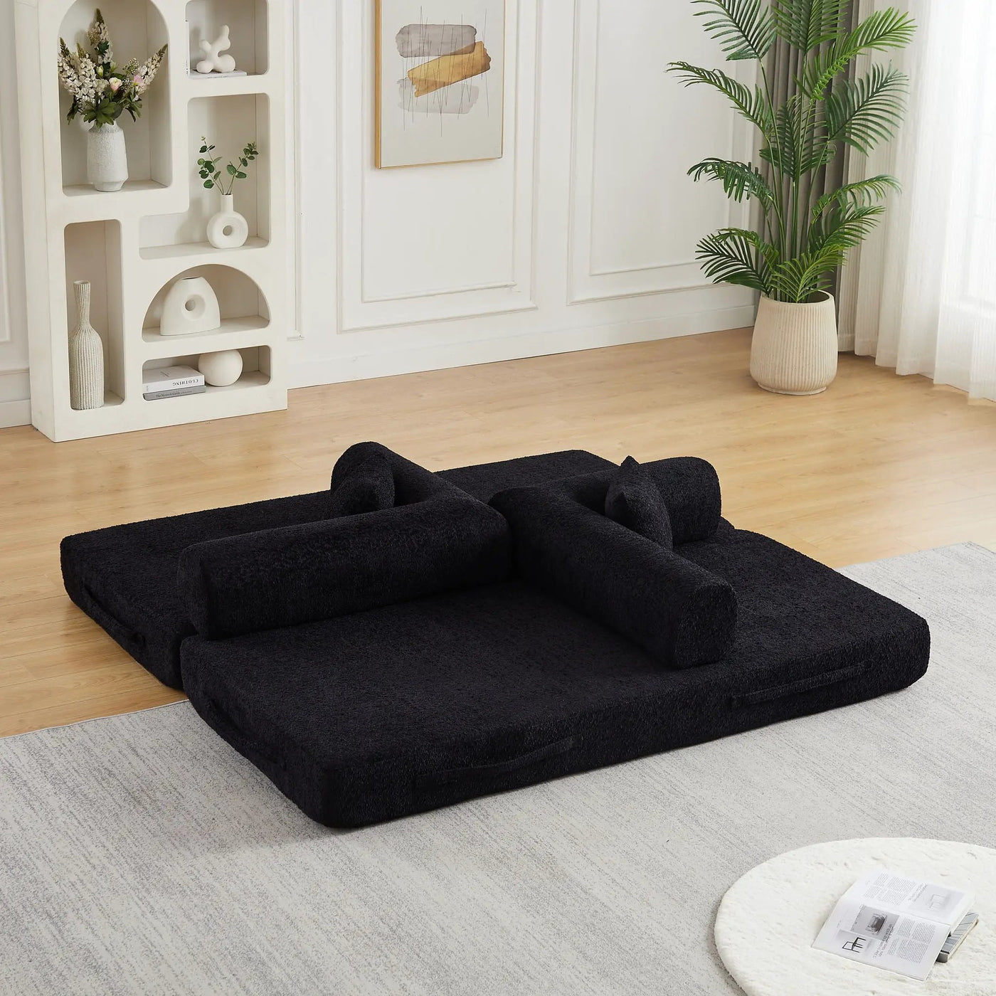 Convertible Sleeper Sofa Bed With Cylindrical Pillow by HouseOfZazla