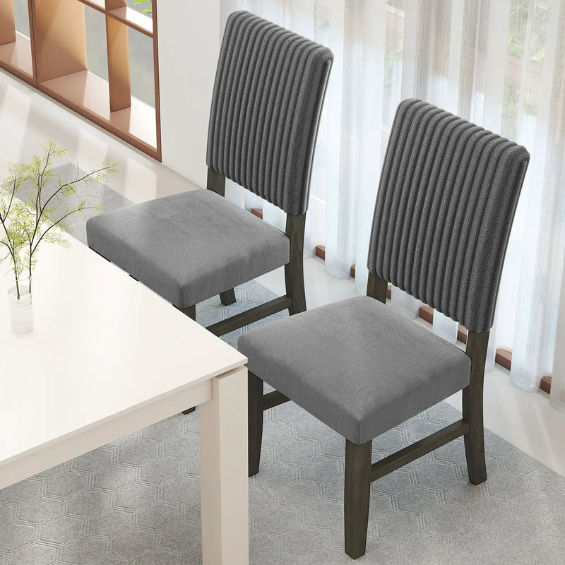 Dining Chair Set of 2 Mid-Century Modern Velvet Fabric Upholstered Chairs-Grey by DirectDeals