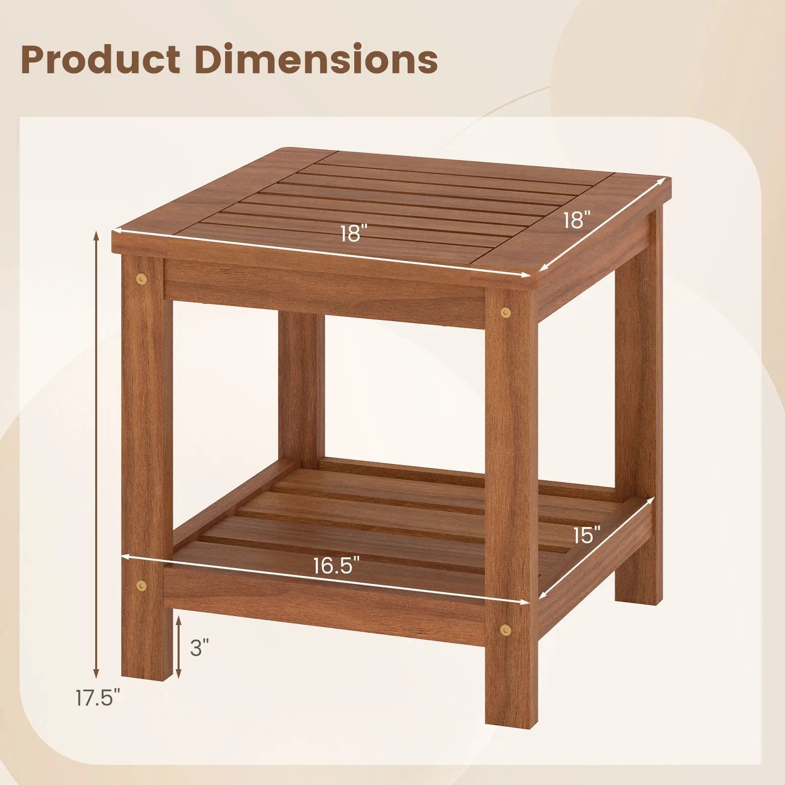 2-Tier Outdoor Side Table with Storage Shelf for Patio by DirectDeals