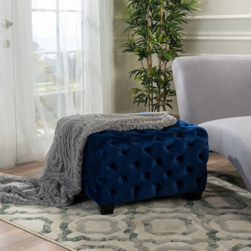 Modern Glam Ottoman with Upholstery and Button Tufted Design by HouseOfZazla