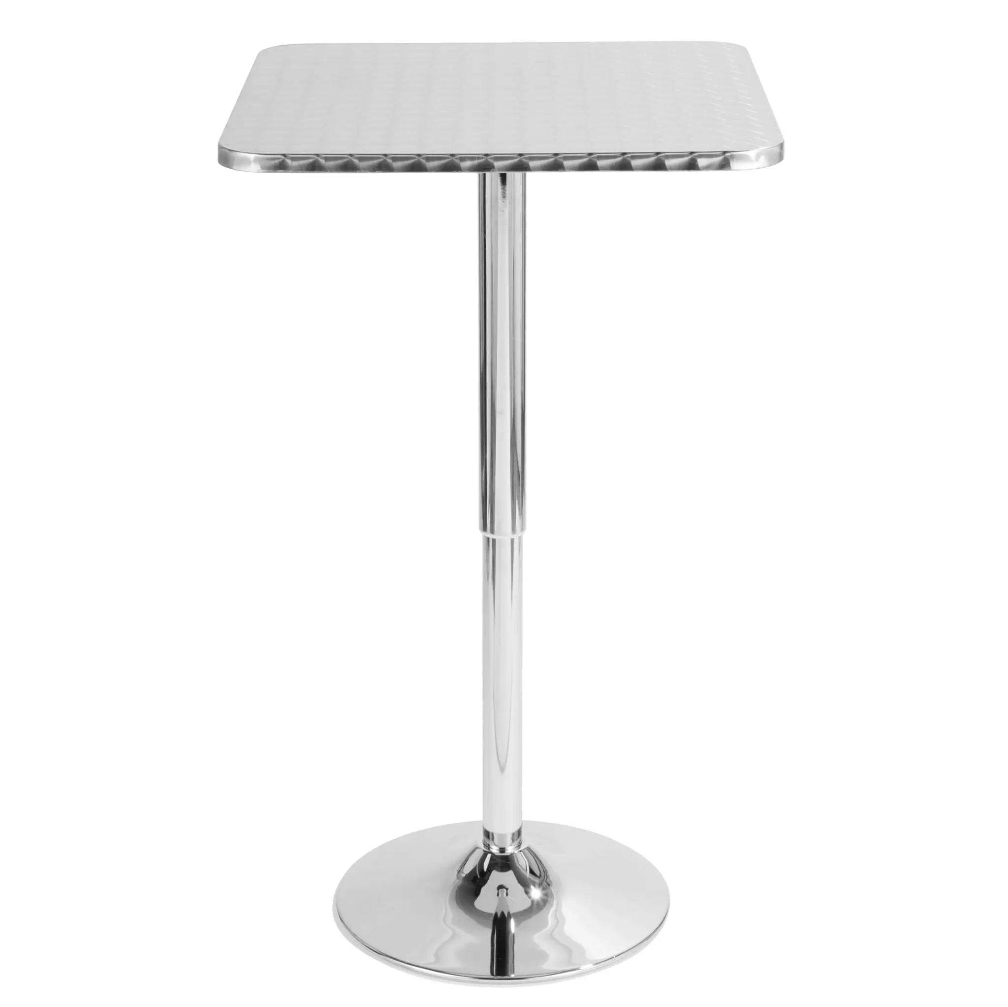 Bistro - Contemporary Adjustable Square Bar Table - Silver by HouseOfZazla