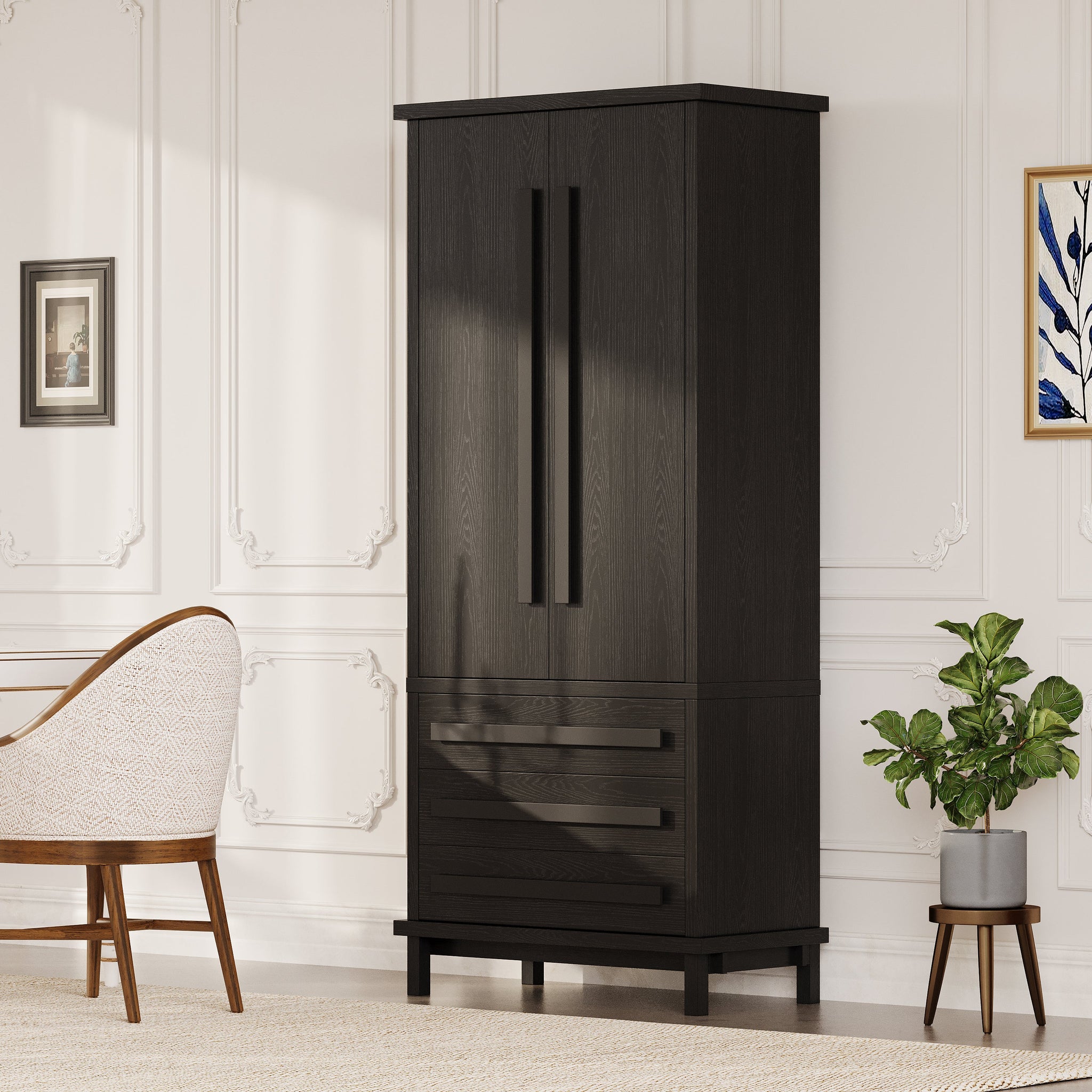 70" Kitchen Pantry Cabinet with 6 Door Shelves and 3 Drawers by HouseOfZazla