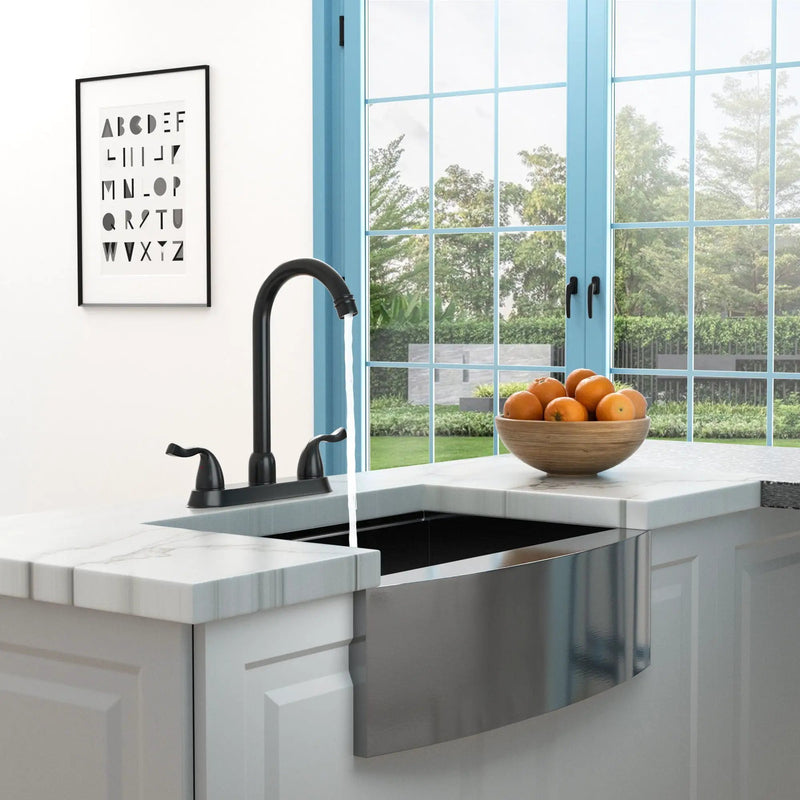 Stainless Steel Kitchen Sink Faucet With 2 Handles, 3 Hole Installation by HouseOfZazla