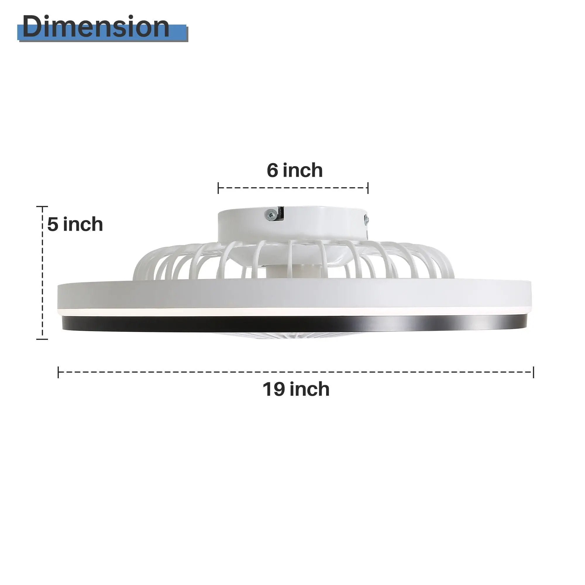 RGB Dimmable LED Enclosed Ceiling Fan With Light Flush Mount Bladeless, 6 Speed, Remote Control - White by Unique Piece Furniture