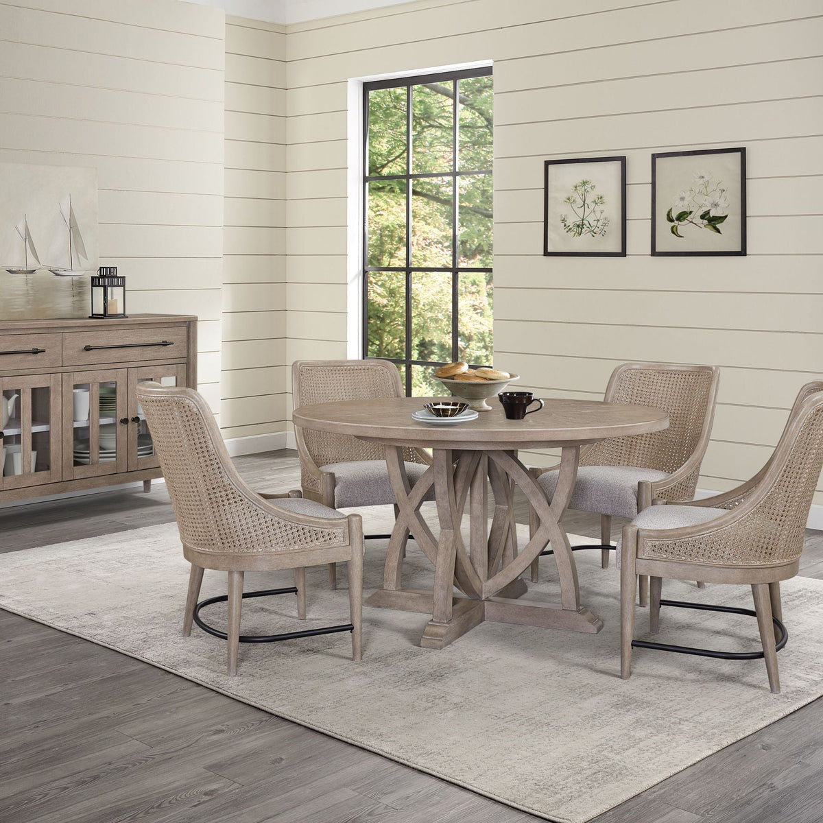 Round Extendable Dining Table with Pedestal Base - Sand, photo 2 of 6