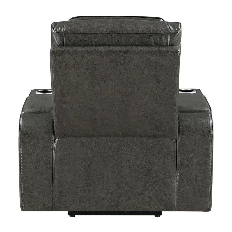 Taddeo - Power Motion Recliner With Power Headrest, USB, Wireless Charger & LED - Dark Gray by Unique Piece Furniture