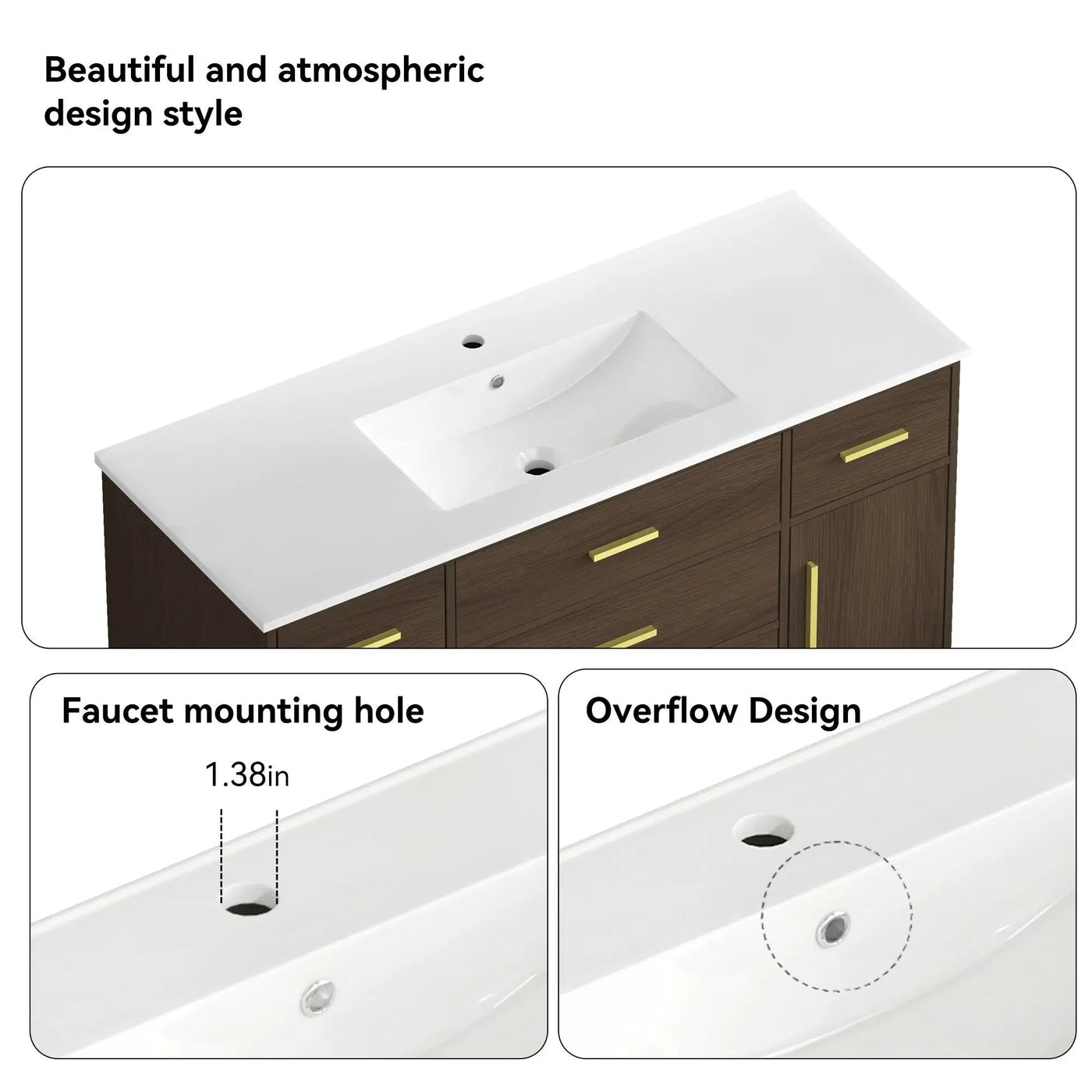 Bathroom Vanity With Abundant Storage 2 Soft Close Doors And 6 Drawers by HouseOfZazla