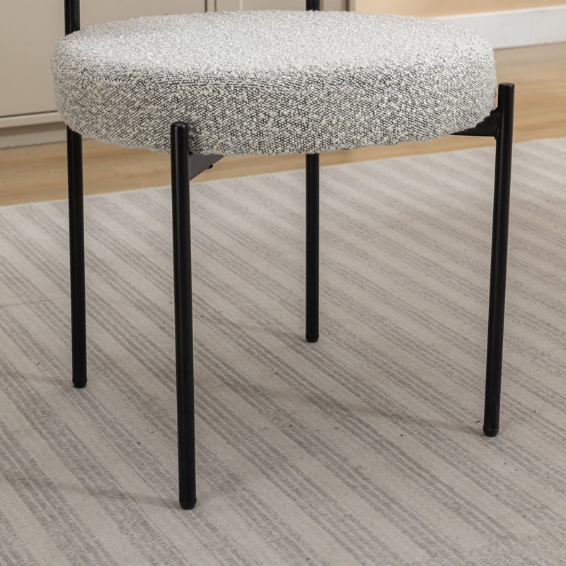 Modern Round Boucle Dining Chairs with Curved Back - Black / White (Set of 2), photo 4 of 11