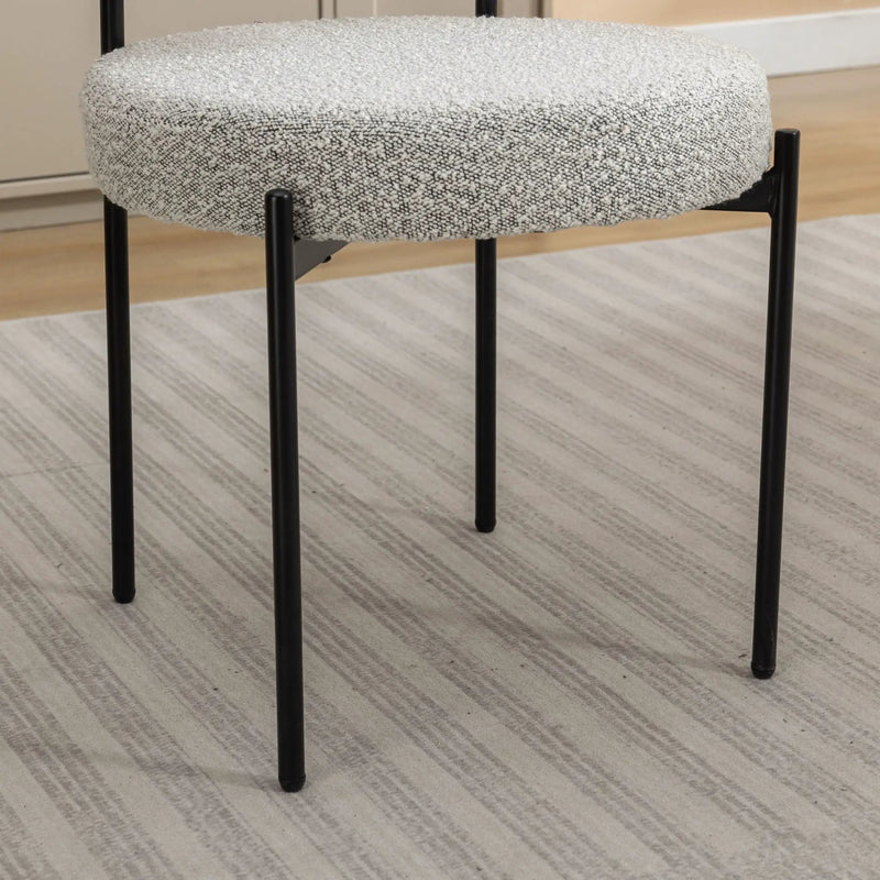Burbank - Modern Round Boucle Dining Chairs (Set of 2) - Black / White by Unique Piece Furniture