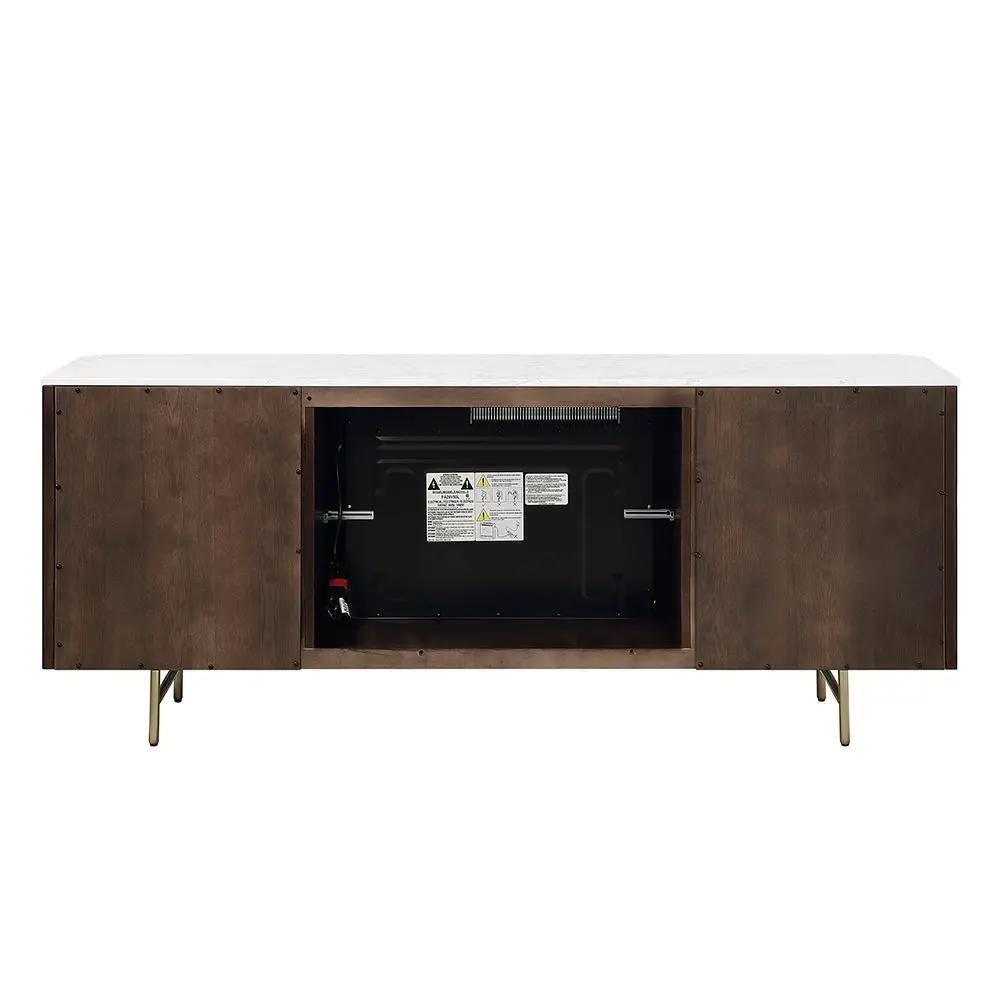 Clayten - Server With Marble Top & Fireplace - White & Espresso by Unique Piece Furniture