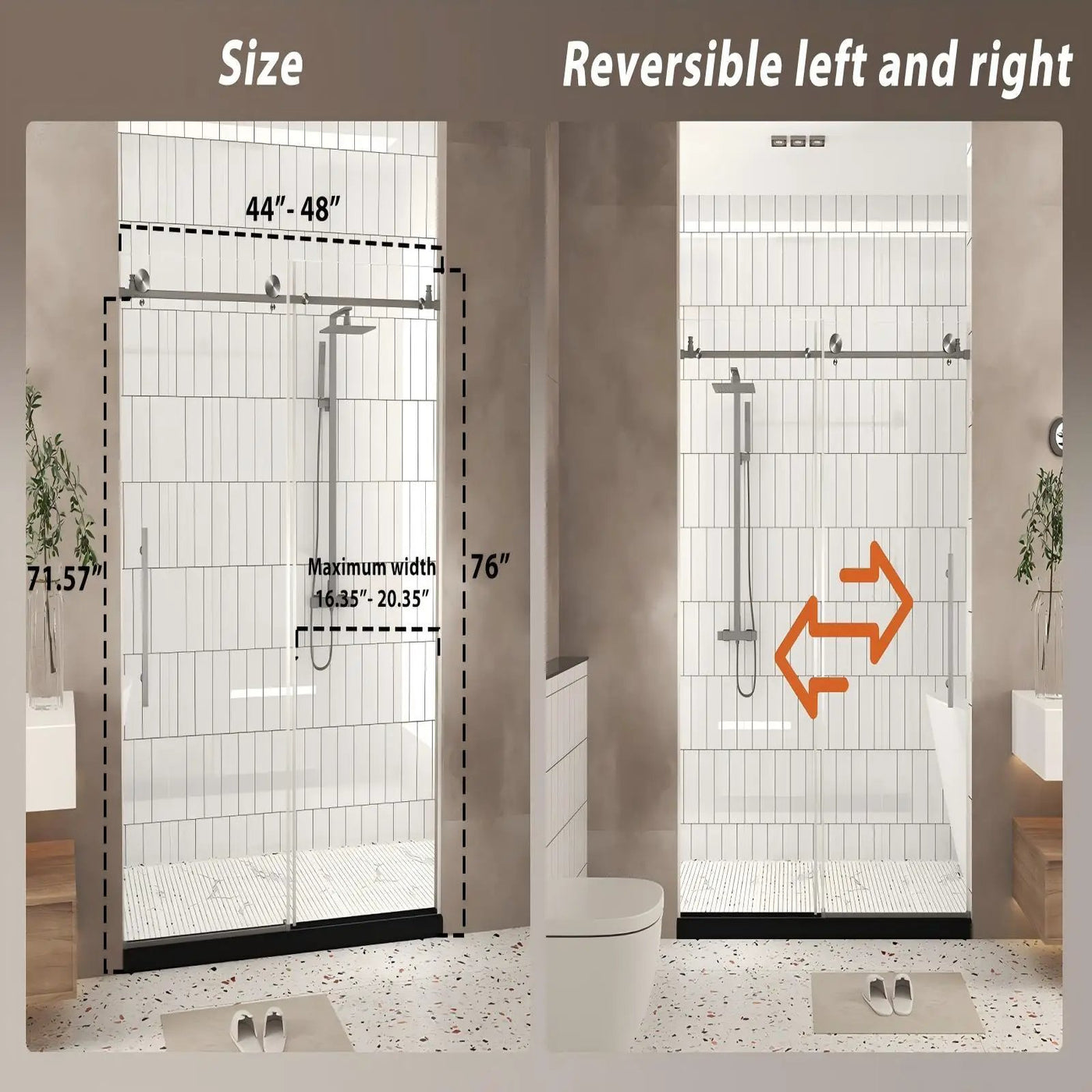Frameless Shower Door, Smooth Sliding Tracks by HouseOfZazla