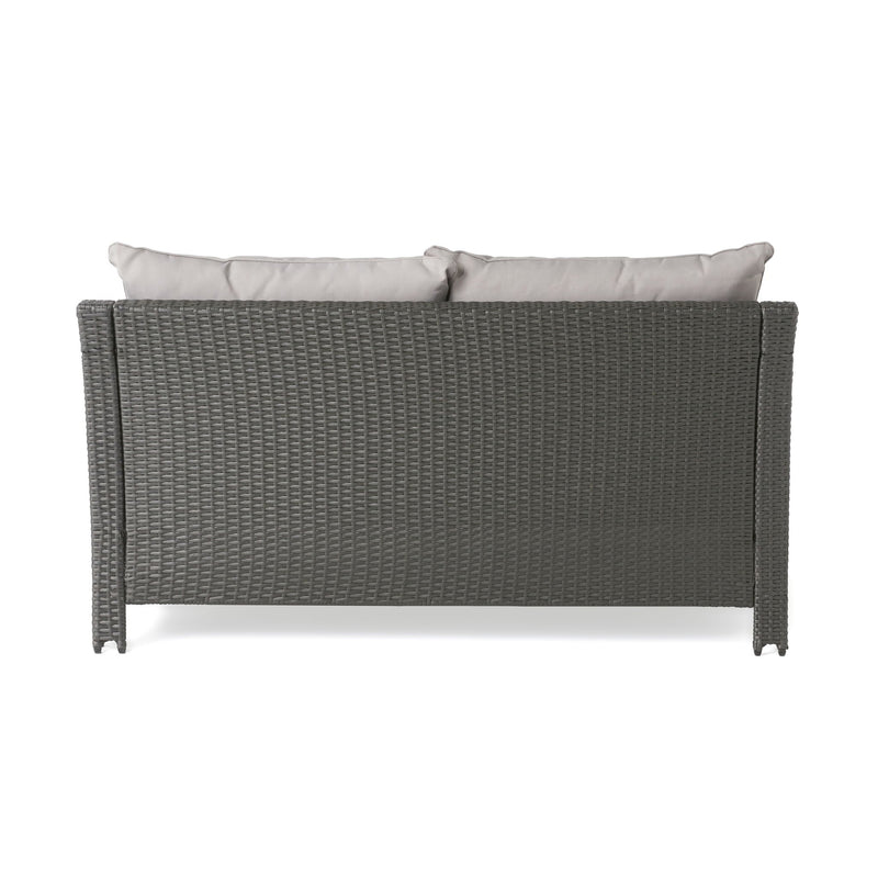 Contemporary Antibes Loveseat & Table Set Outdoor - Gray by HouseOfZazla
