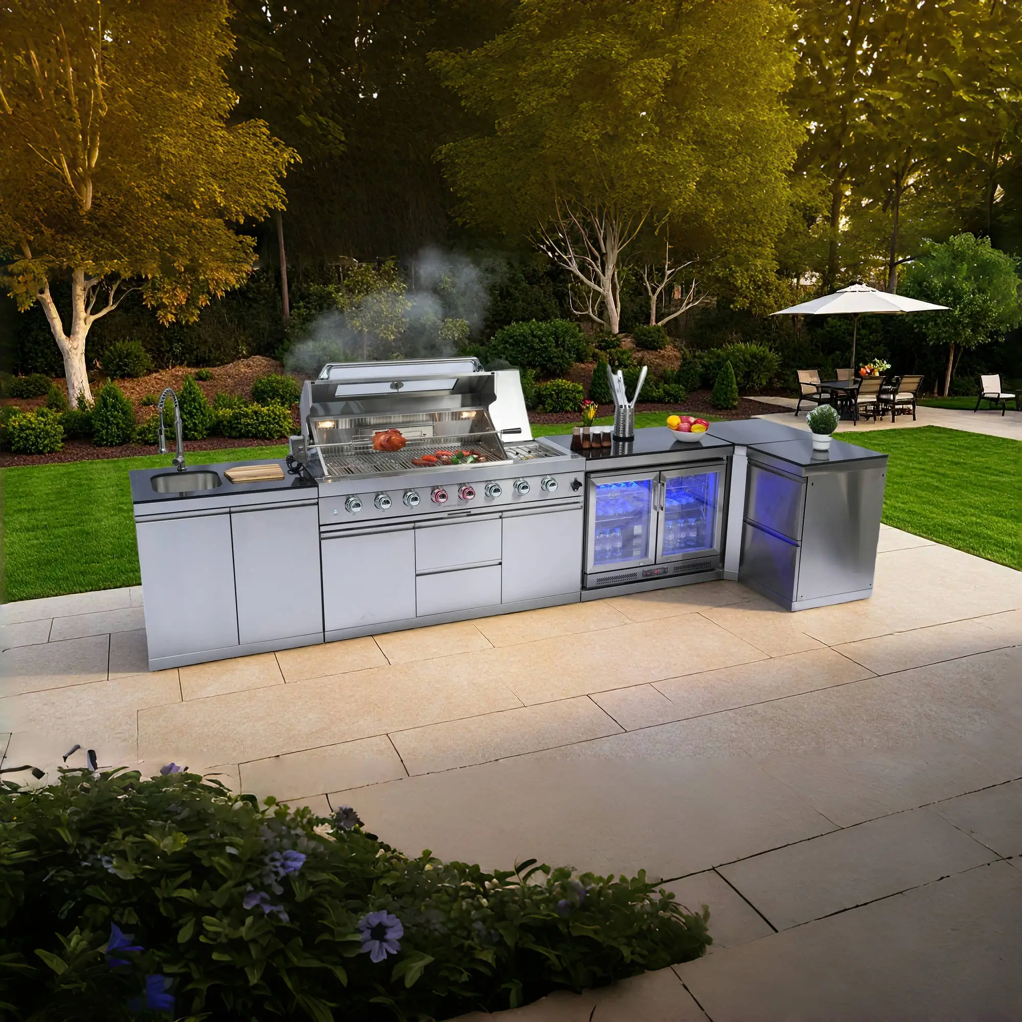 DIY Deluxe Stainless Steel Gas Outdoor Kitchen Barbecue Island Grill by HouseOfZazla