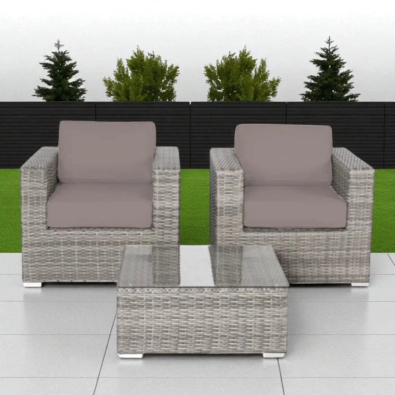 Wicker Seating Group Set With Table And Cushions by HouseOfZazla