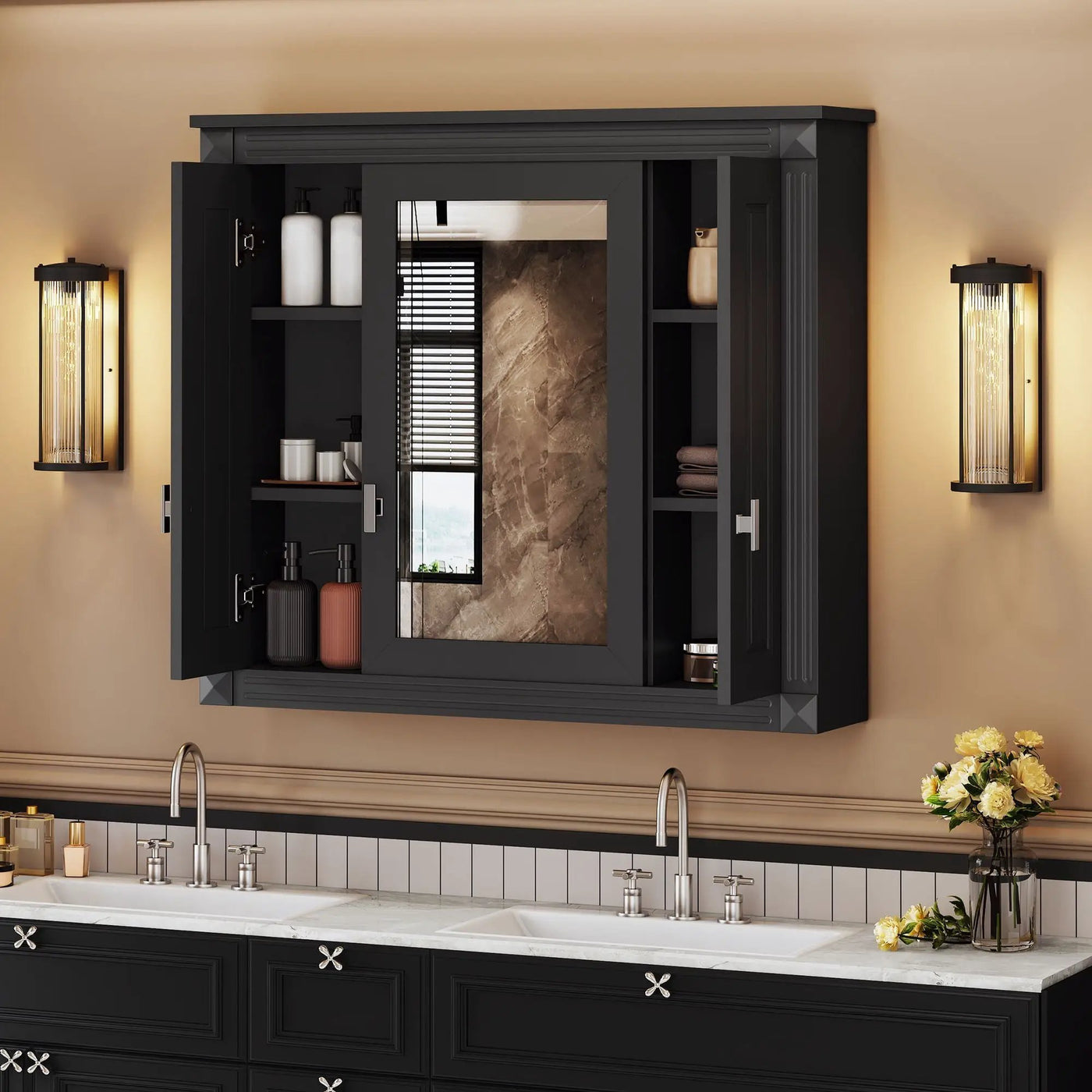 Wall Mounted Bathroom Cabinet With Mirror And 5 Shelves by HouseOfZazla