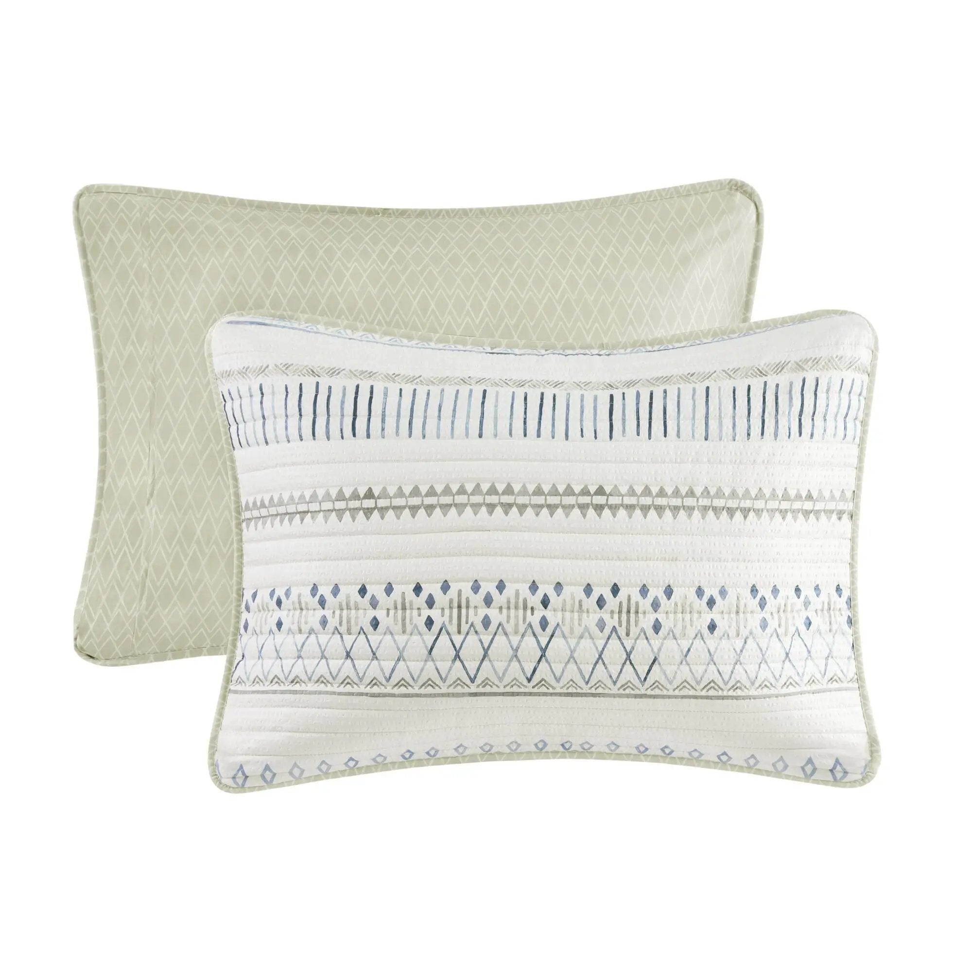 3 Piece Seersucker Quilt Set Taupe Blue King Cal King by HouseOfZazla