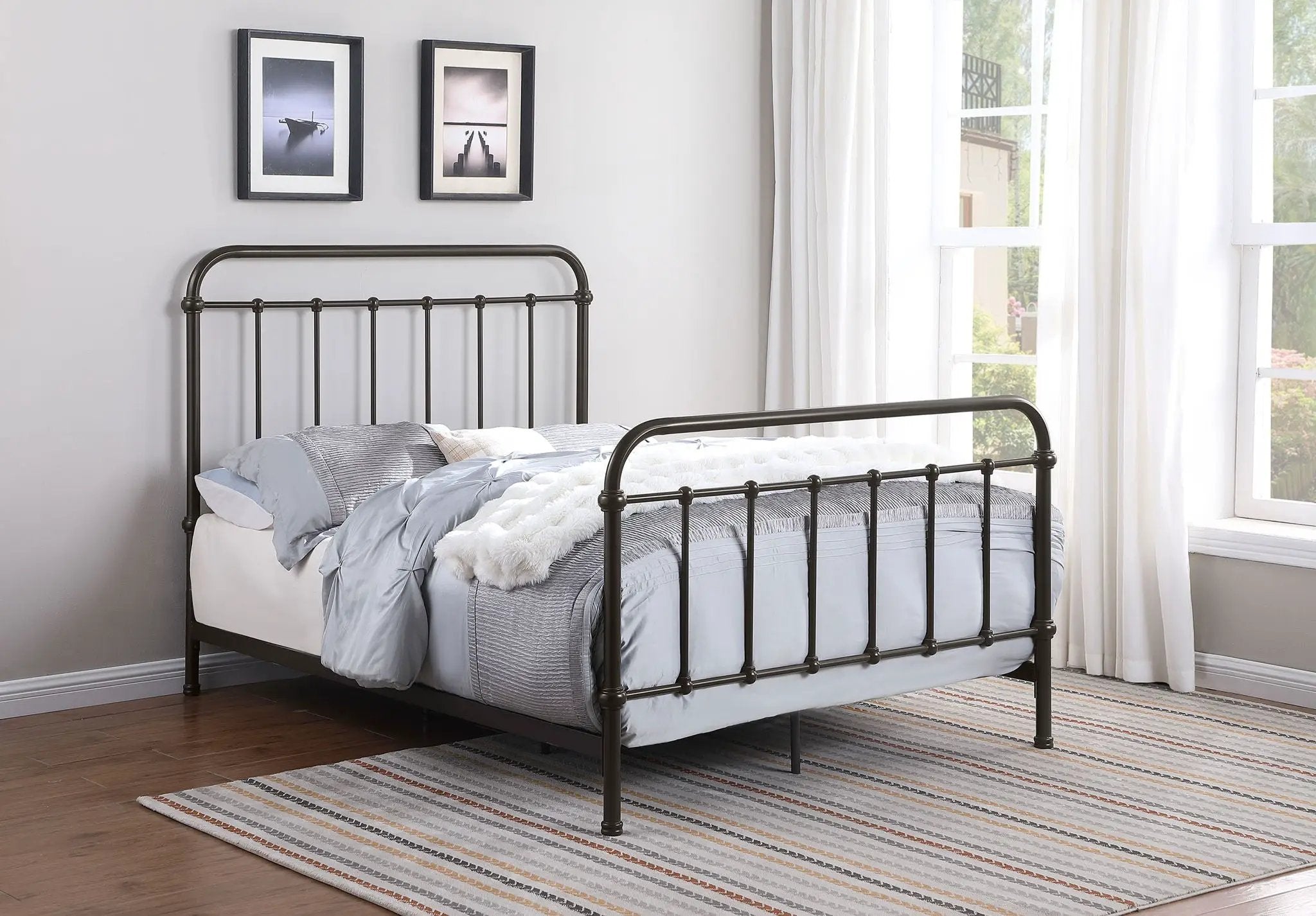 Livingston Metal Full Open Frame Bed Dark Bronze by Unique Piece Furniture