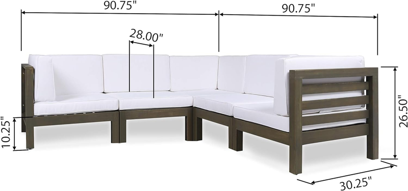 OANA 5-Piece V Shape Sofa Set, White by HouseOfZazla