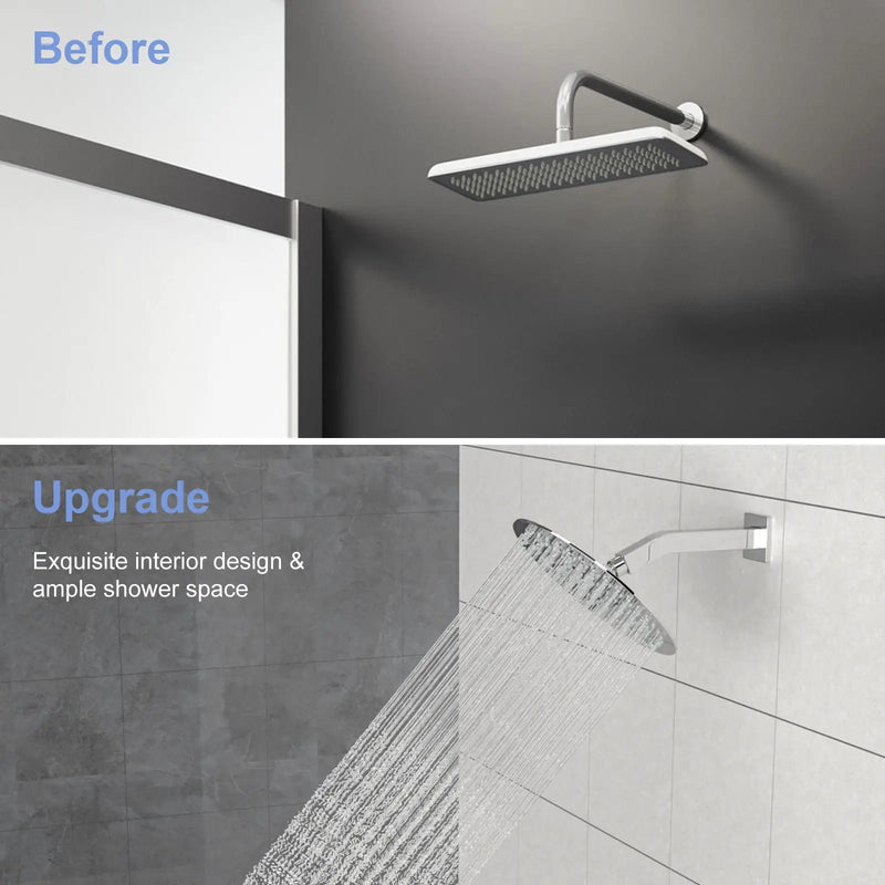 Elegant 6" Shower Arm With Flange, Stainless Steel Construction For Rain Shower Heads by HouseOfZazla