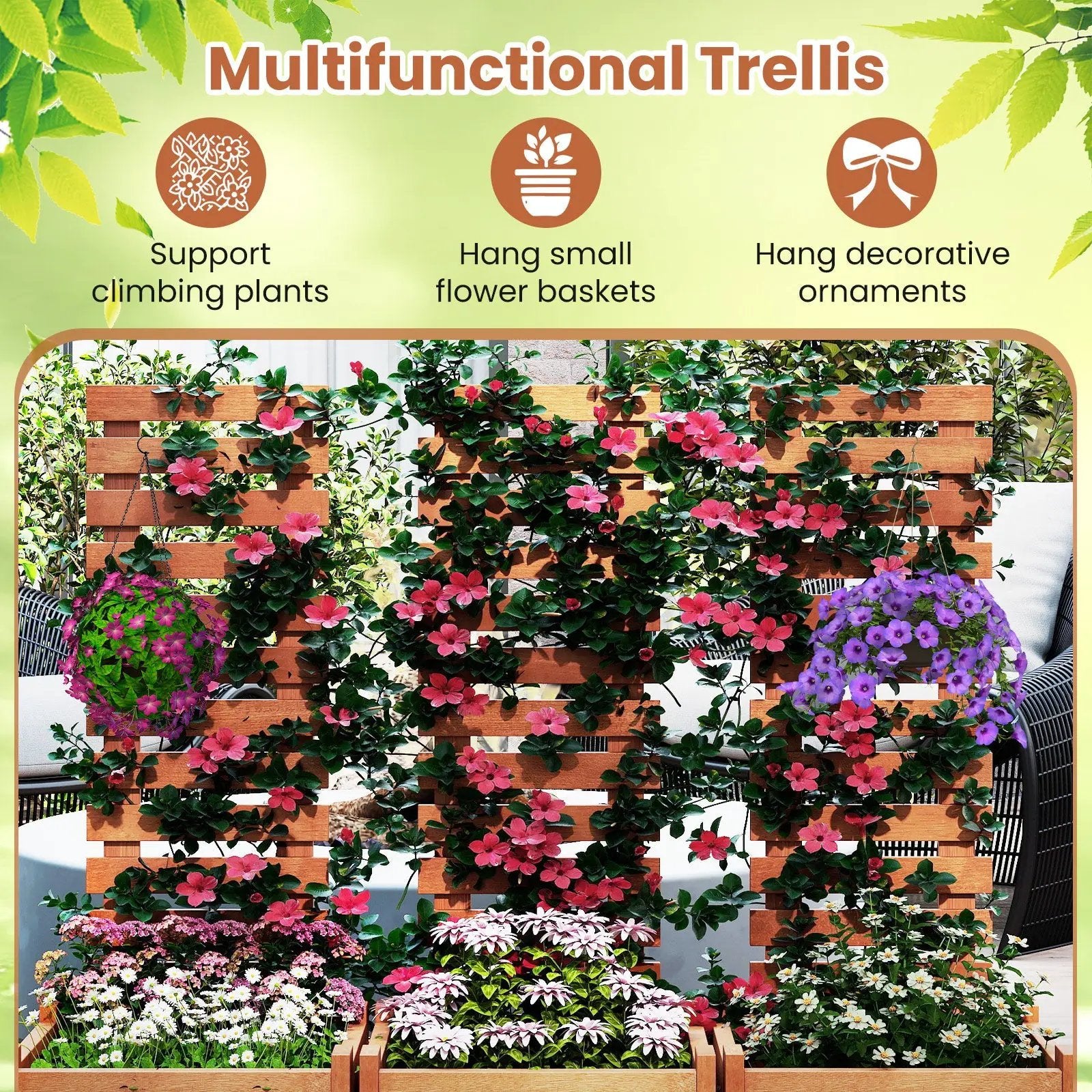 Outdoor Wooden Raised Garden Bed with Trellis by DirectDeals