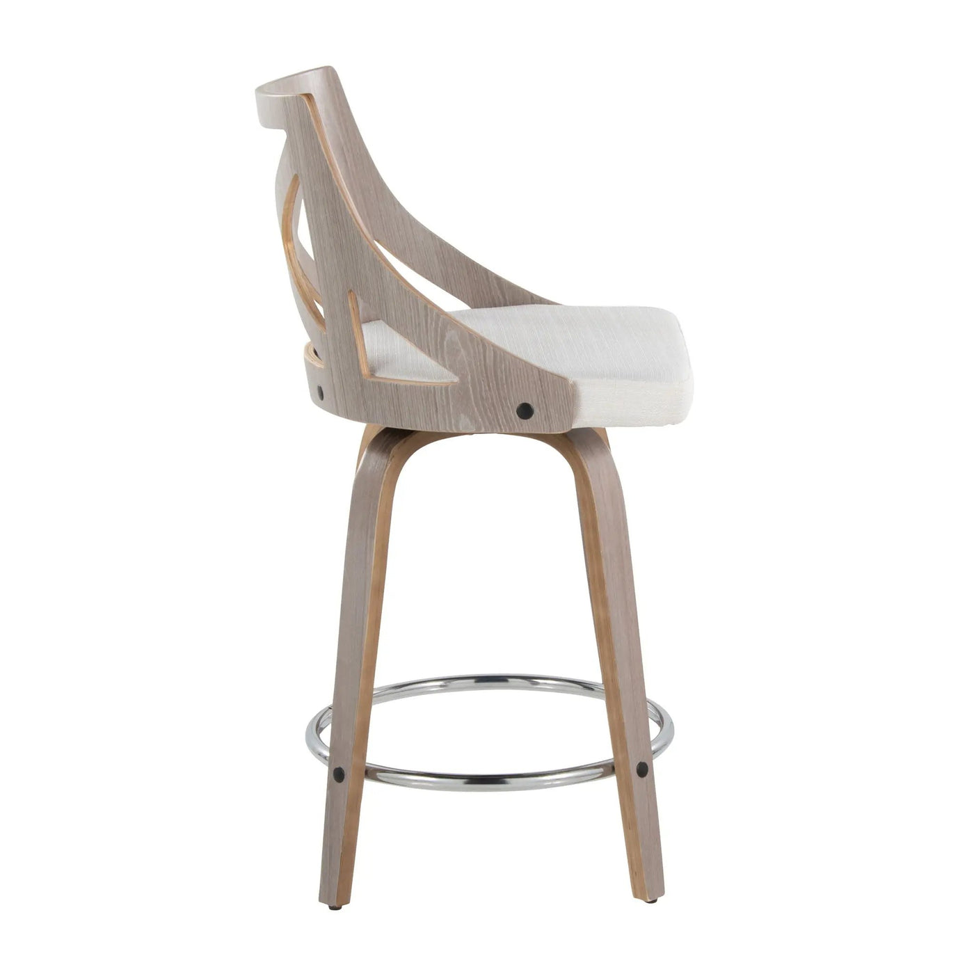 Charlotte - Farmhouse Fixed Height Counter Stool & Swivel With Round Footrest (Set of 2) by HouseOfZazla