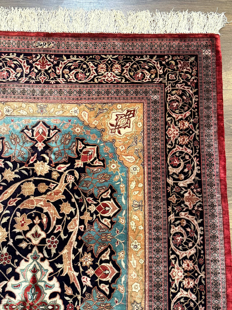 Magnificent Persian Qum Silk Rug 3x5, Exceptionally Fine 780 KPSI, Signed, Rare by Jewel Rugs