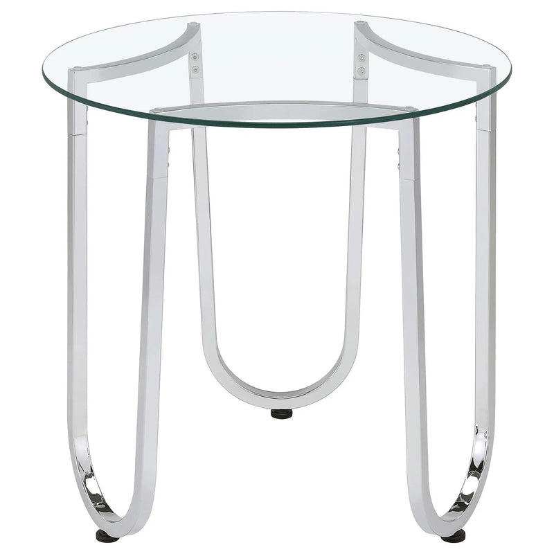 Beller 2-piece Round Tempered Glass Top Coffee Table Set Chrome by Unique Piece Furniture