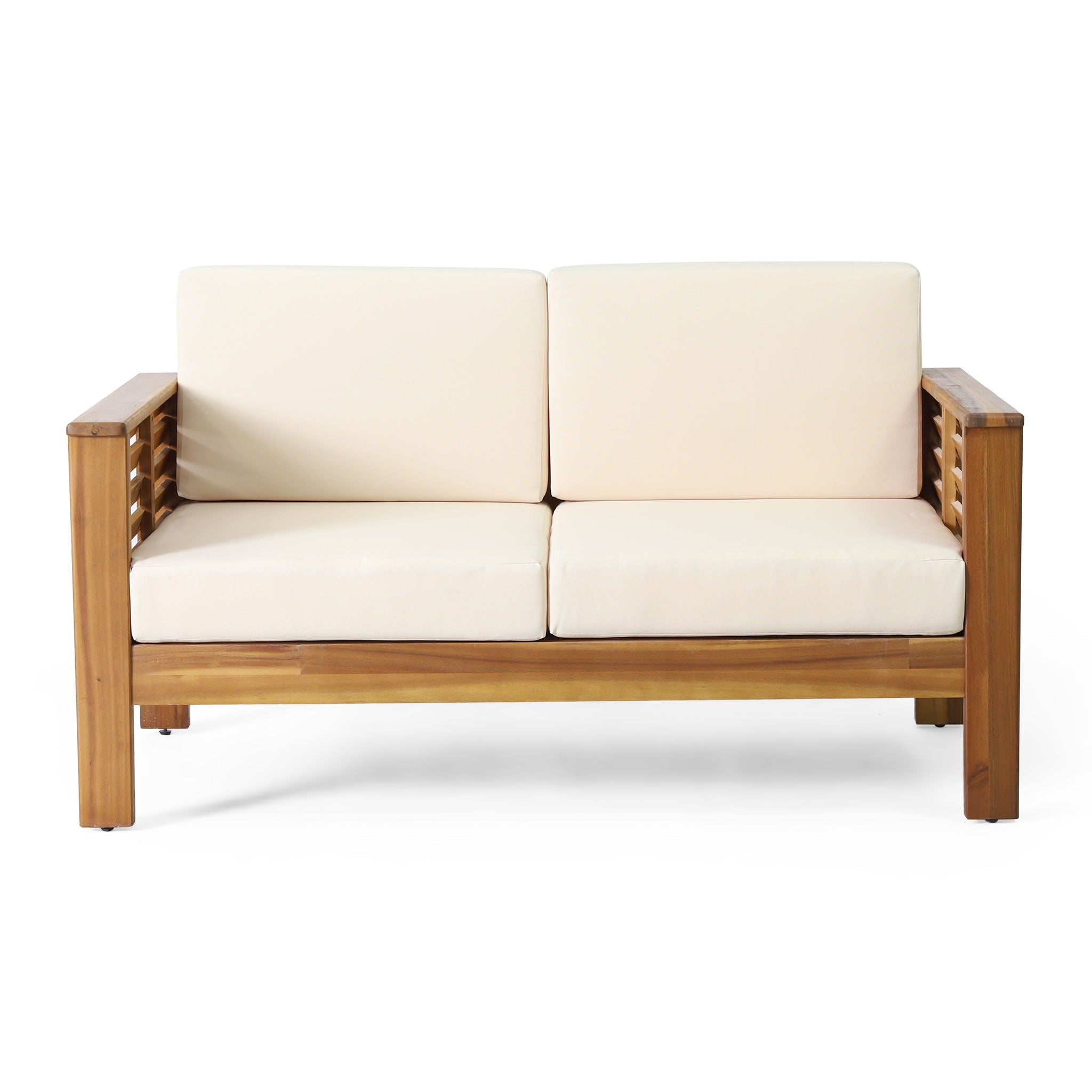 Acacia Wood Loveseat And Coffee Table Set With Cushions by HouseOfZazla