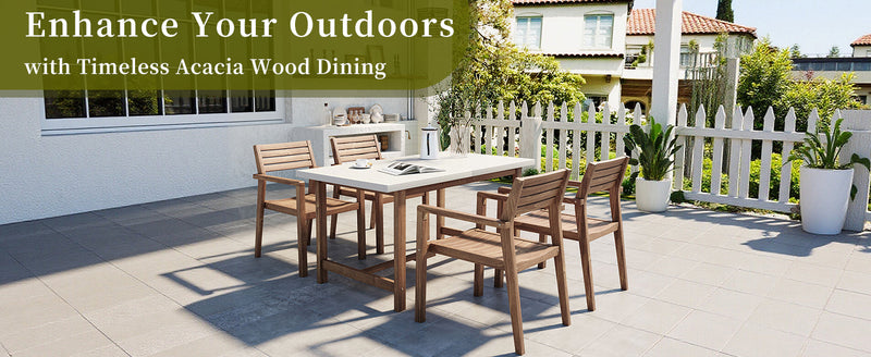 U_STYLE 5-Piece Outdoor Acacia Wood Dining Set by HouseOfZazla