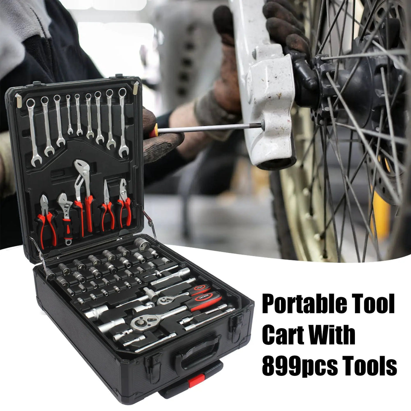 899 Piece Home Repair Tool Set With Rolling Plastic Toolbox, 4 Drawers, General Household Maintenance Kit by HouseOfZazla