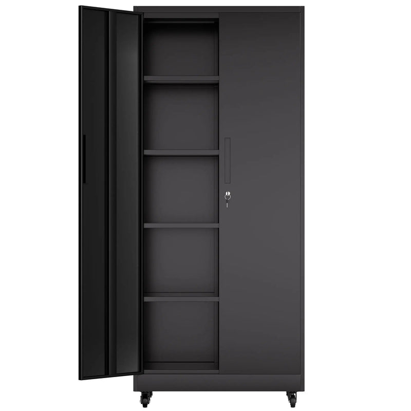 Heavy Duty Rolling Cabinet With Lock, Garage Storage Cabinet, 4 Adjustable Shelves For Tool Organization by HouseOfZazla