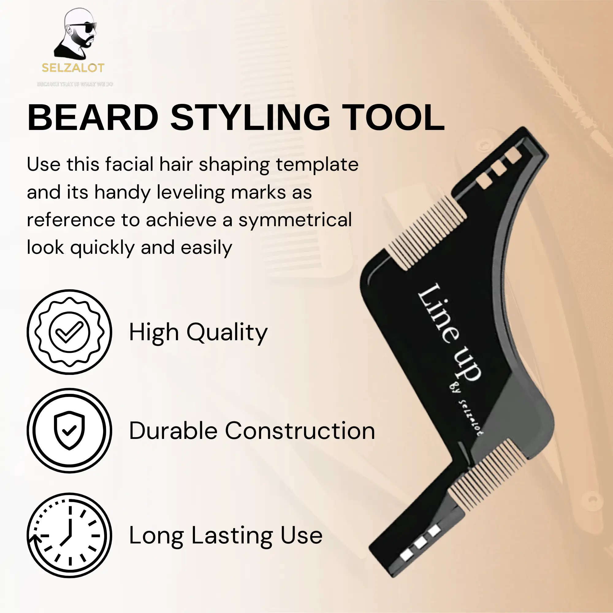 Black Beard Shaper for Men Beard Lineup Tool for Grooming Beard Guide Shaping Tool for Straight & Curve Cut Barber Tools Goatee Shaper Beard Template for Men to Style Facial Hair by Selzalot