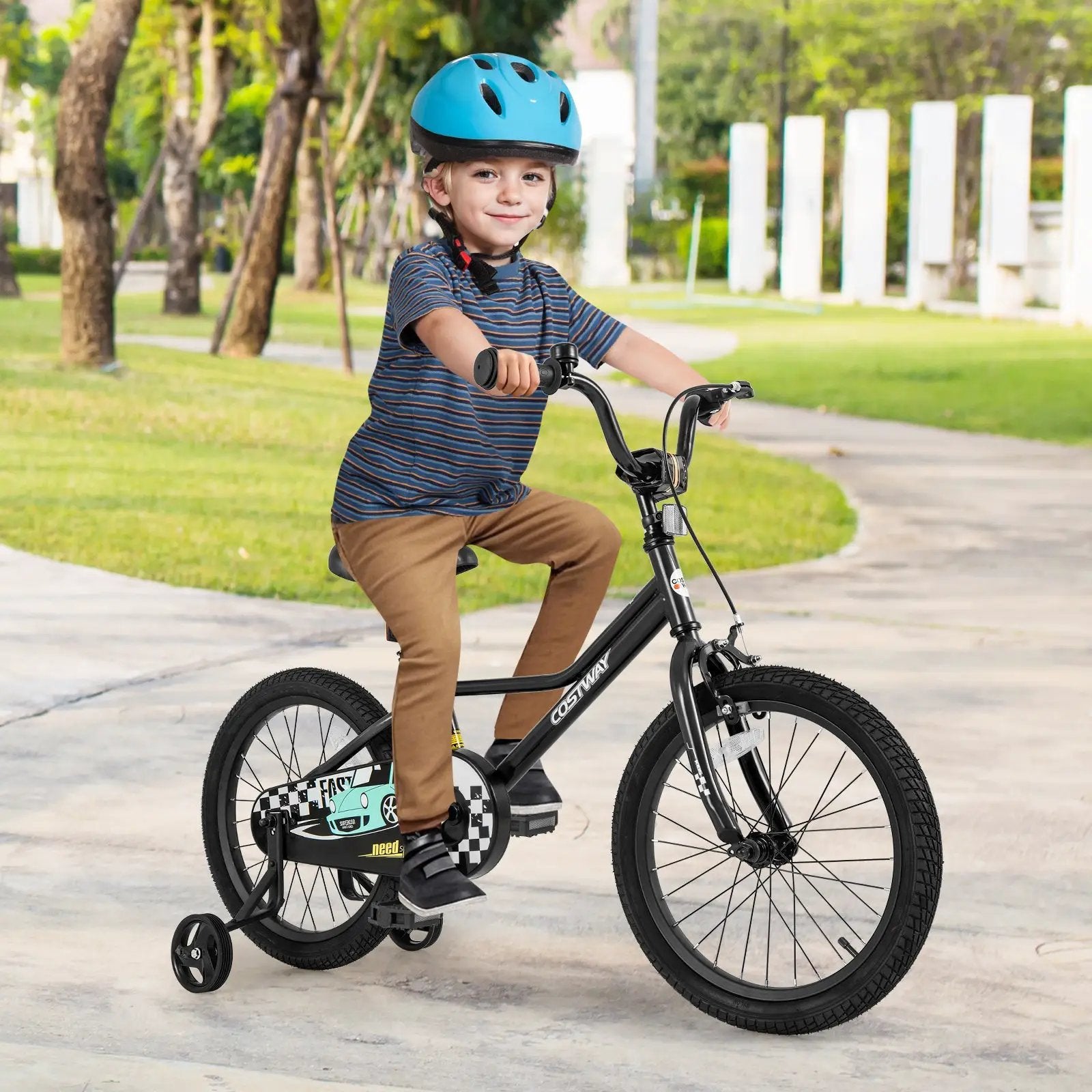 18 Inch Kids Bike Adjustable for 4-8 Years Old with Low-Step Frame by DirectDeals