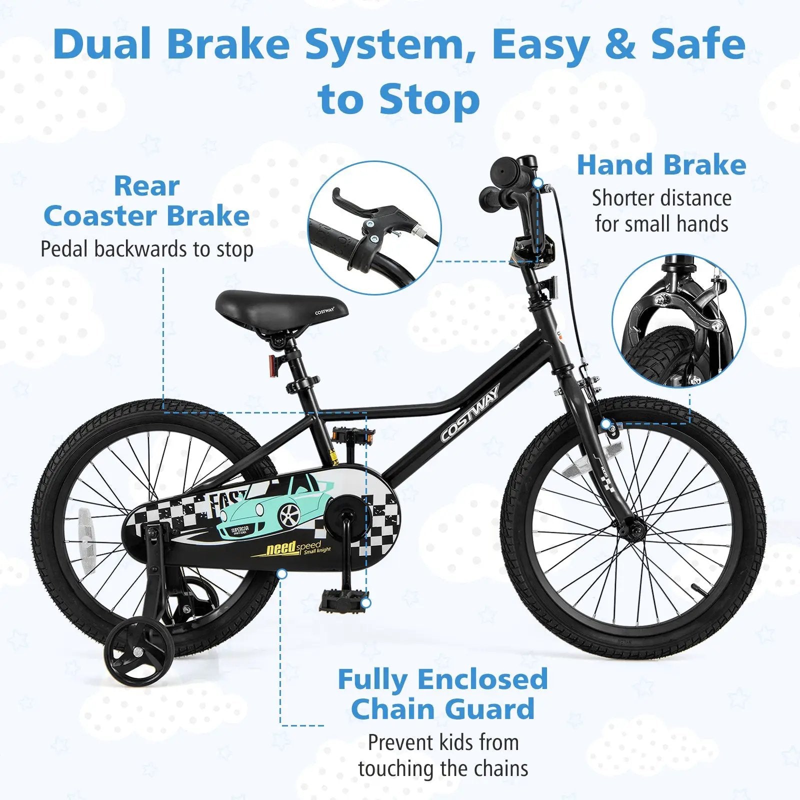 18 Inch Kids Bike Adjustable for 4-8 Years Old with Low-Step Frame by DirectDeals