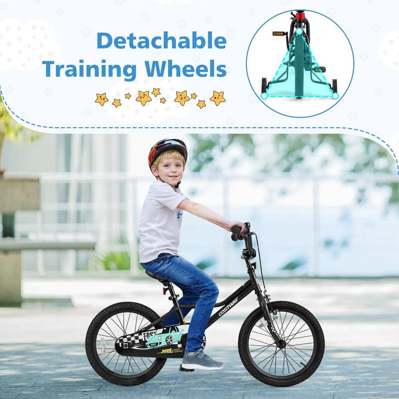 18 Inch Kids Bike Adjustable for 4-8 Years Old with Low-Step Frame by DirectDeals