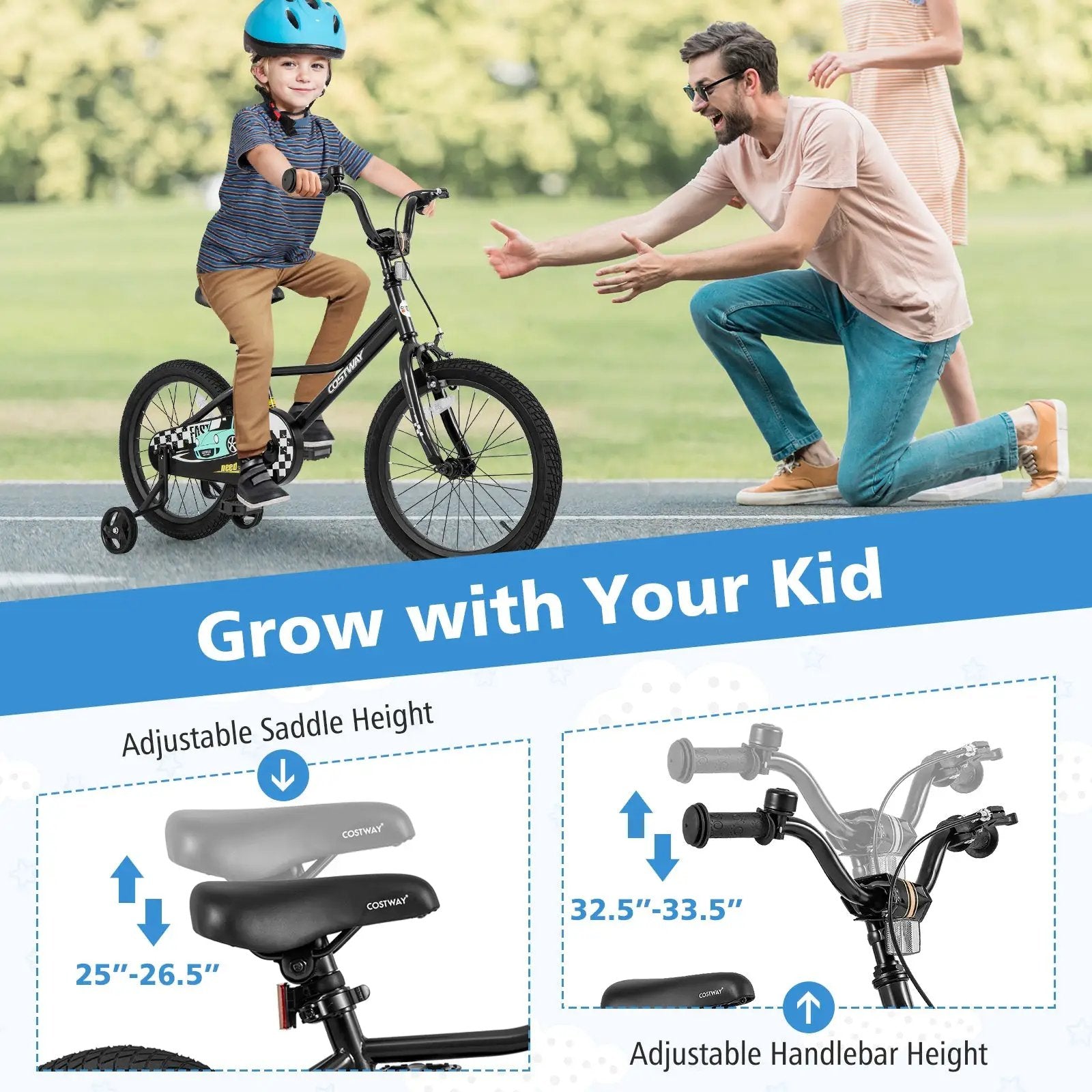 18 Inch Kids Bike Adjustable for 4-8 Years Old with Low-Step Frame by DirectDeals