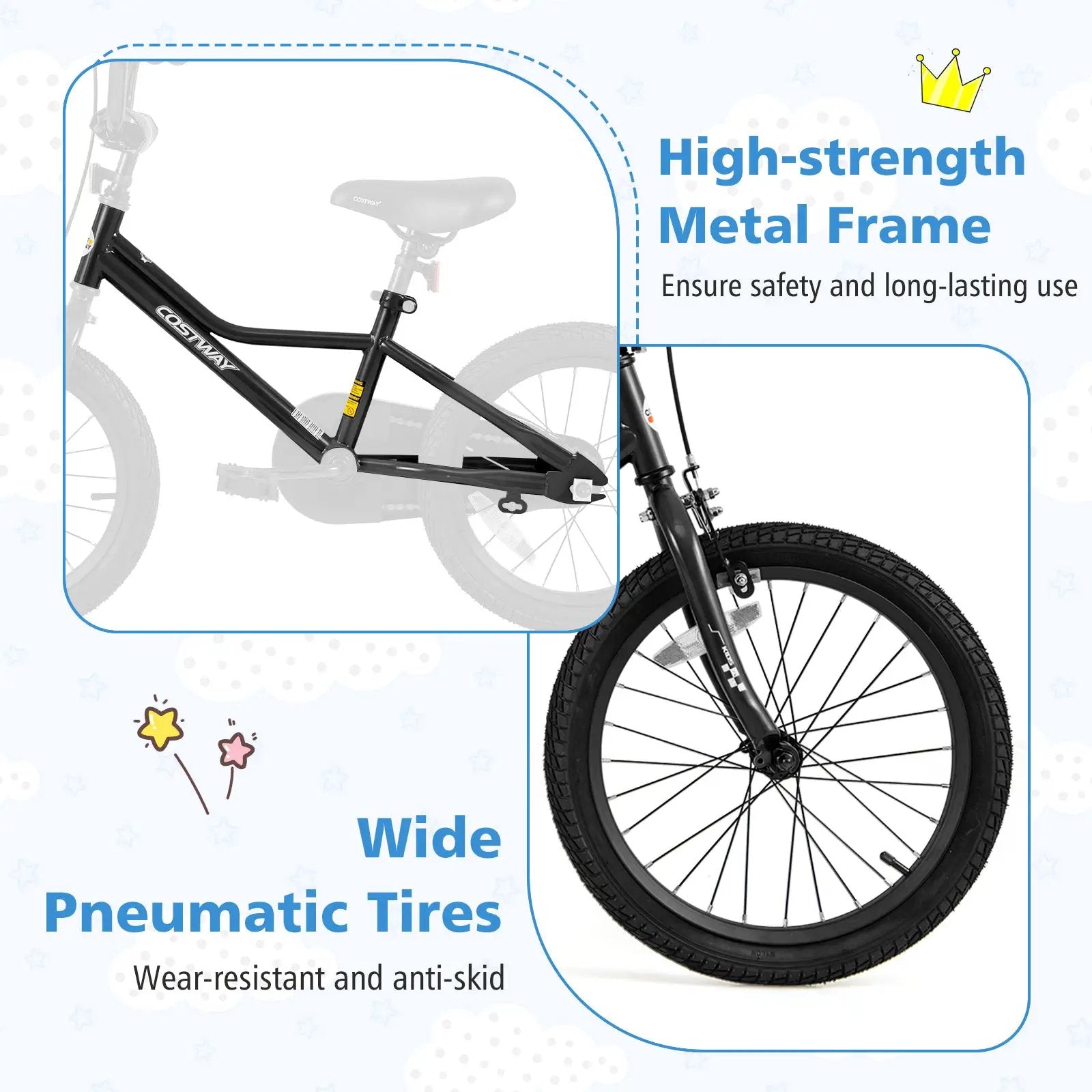 18 Inch Kids Bike Adjustable for 4-8 Years Old with Low-Step Frame by DirectDeals