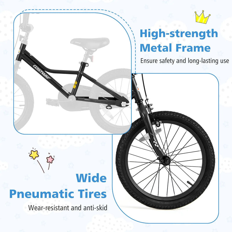 18 Inch Kids Bike Adjustable for 4-8 Years Old with Low-Step Frame by DirectDeals