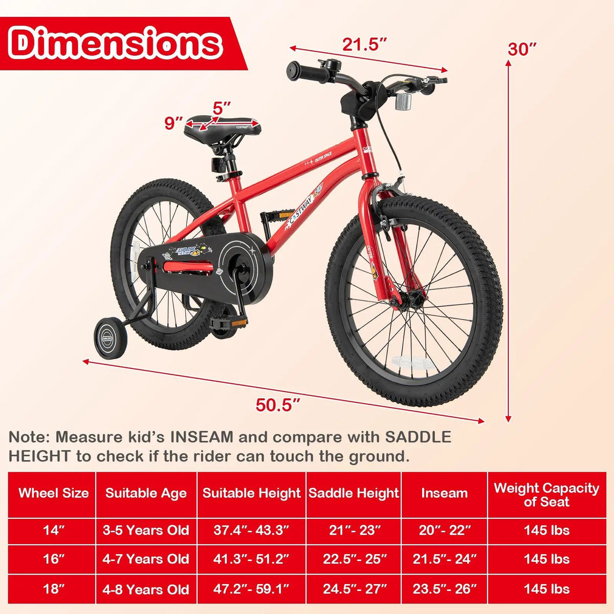 16-Inch Kids Bike Ages 4-7 with Handbrake and Coaster Brake and Bell Ring-16 inches by DirectDeals