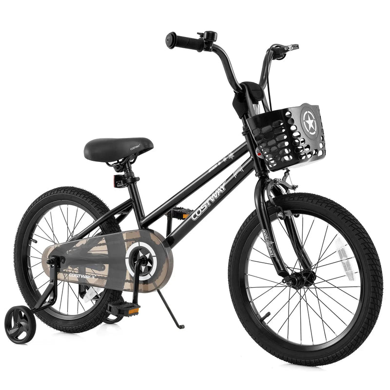 14 Inch Kids Bike with Basket and Training Wheels for Children Aged 4-5 Years Old by DirectDeals