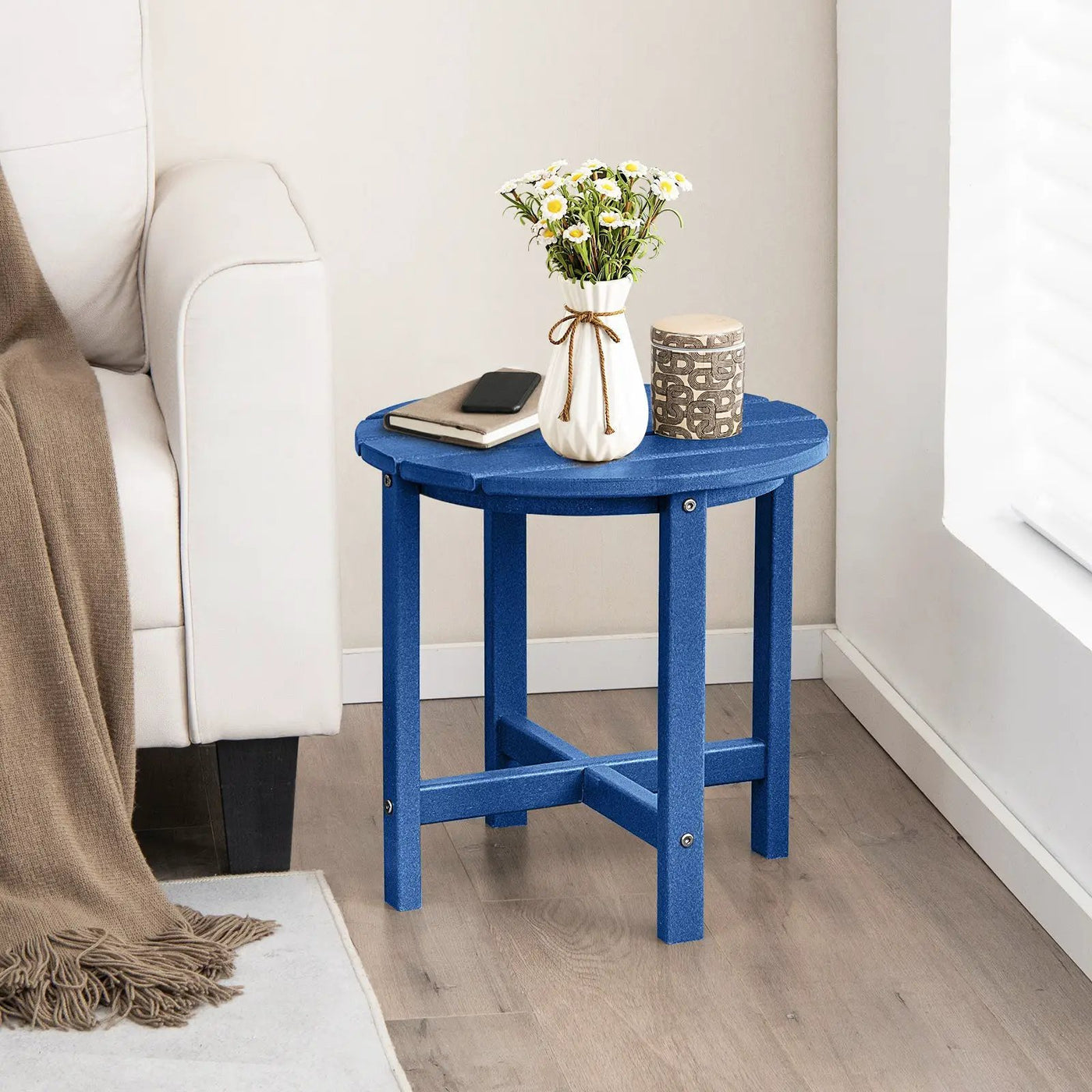 18 Inch Round Weather-Resistant Adirondack Side Table by DirectDeals