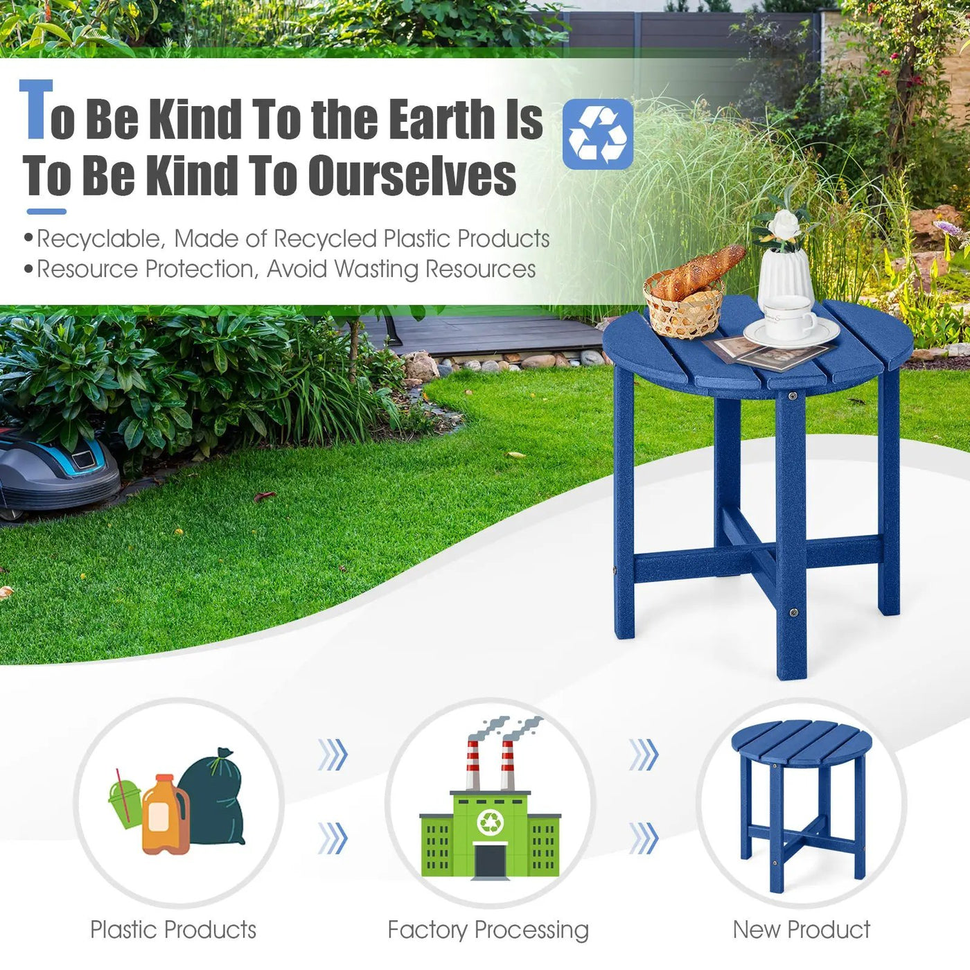 18 Inch Round Weather-Resistant Adirondack Side Table by DirectDeals