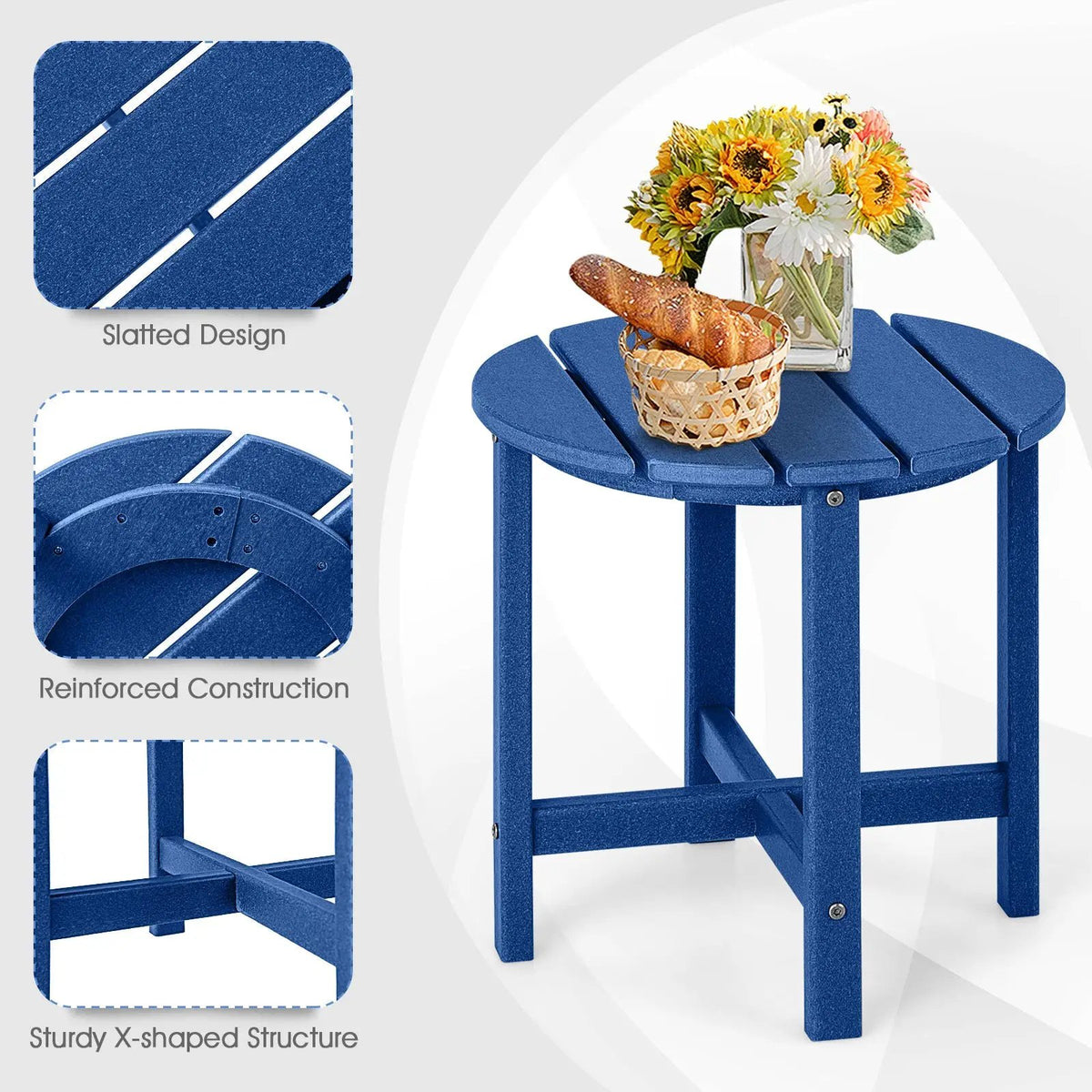 18 Inch Round Weather-Resistant Adirondack Side Table by DirectDeals