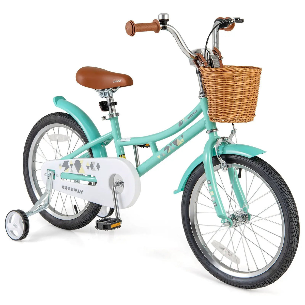 18 Inch Kids Bike Bicycle with Training Wheels and 2 Brake System Ages 4-8 Years Old-18 inches by DirectDeals