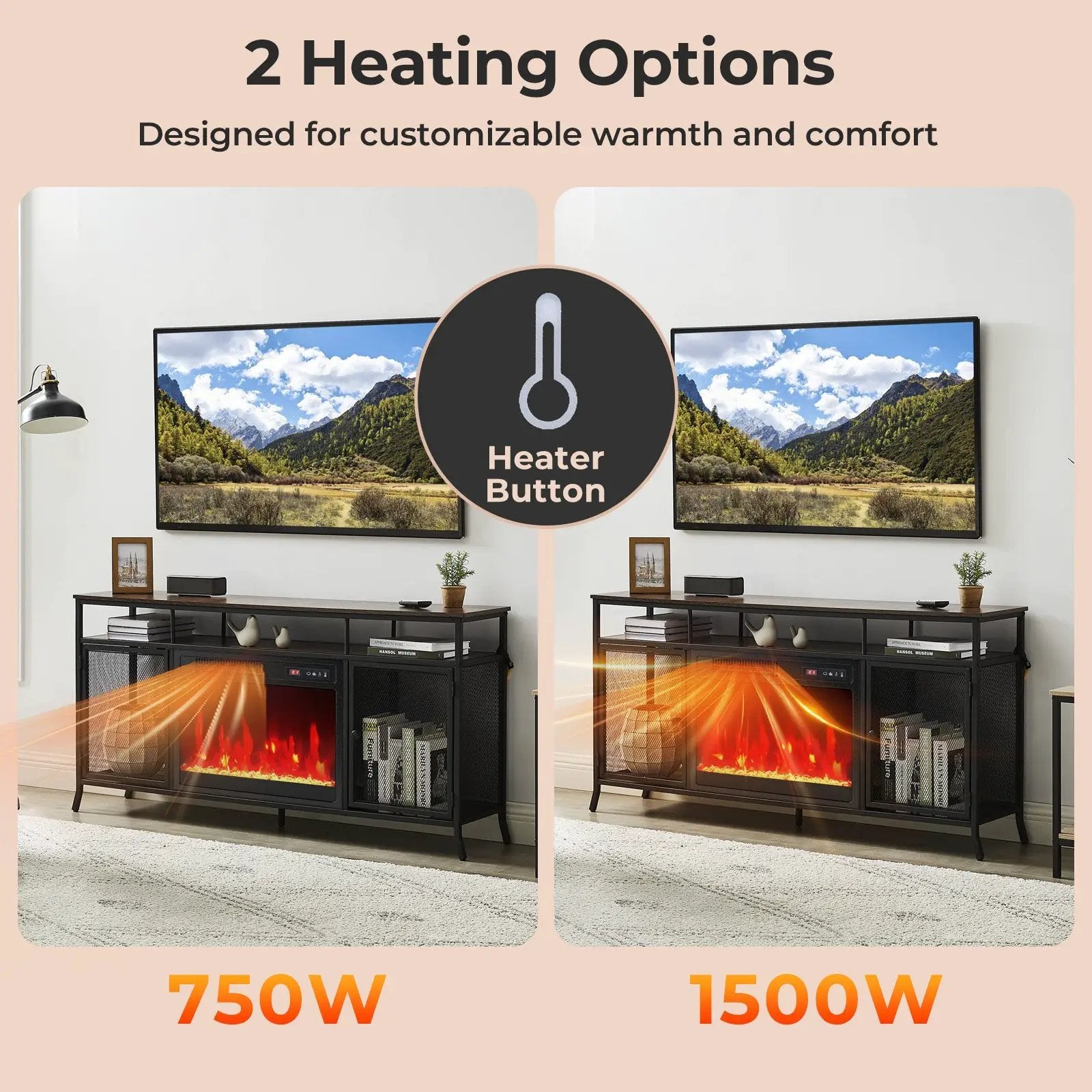 18 Inch Electric Fireplace Insert Fireplace Heater with Overheat Protection by DirectDeals