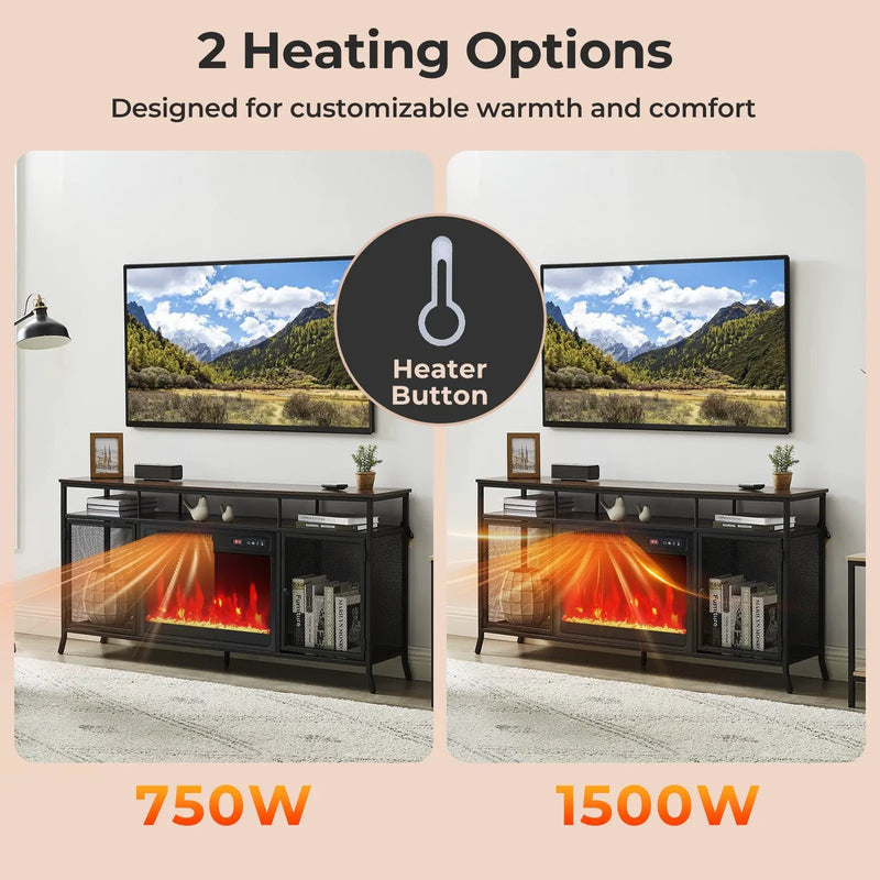 18 Inch Electric Fireplace Insert Fireplace Heater with Overheat Protection by DirectDeals