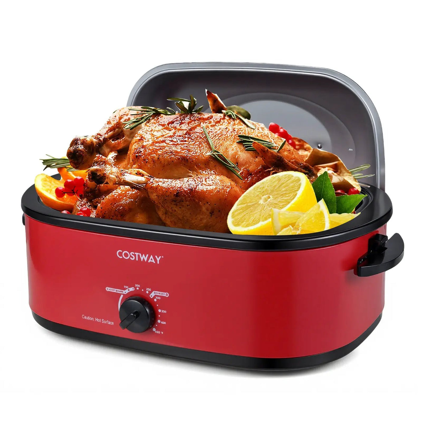 18QT Electric Roaster Oven with Self-Basting Lid Turkey Roaster with Removable Pan by DirectDeals